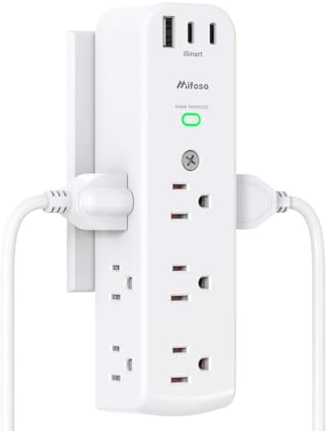 Surge Protector Outlet Extender, 9 AC Multi Plug Outlet with 3 USB Ports (2 USB C), 1080 Joules, 3-Sided Power Strip with Spaced Outlet Splitter for Home, Dorm Room Essentials