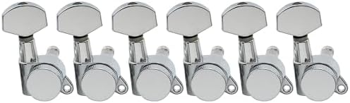 Musiclily Pro 6 inline Guitar Locking Tuners String Tuning Pegs Machines Heads Set for Fender Strat Stratocaster Tele Telecaster Electric Guitar Parts,Chrome