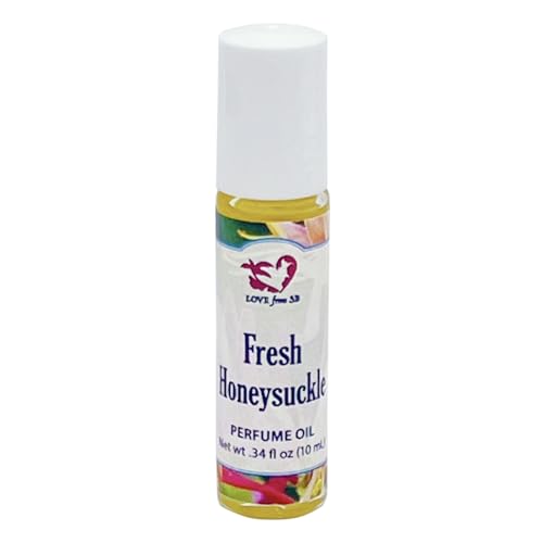 Fresh Honeysuckle Perfume Oil with Organic Golden Jojoba Oil, .34 oz. (10 ml) Roll On Bottle, Made in Santa Barbara California (Fresh Honeysuckle)