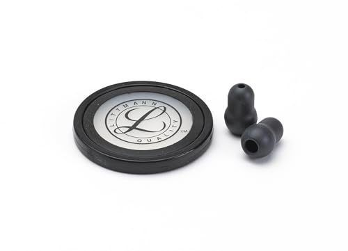 3M Littmann Stethoscope Spare Parts Kit – Black, Compatible with Master Cardiology, Includes Snap Tight Soft-Sealing Small Eartips, Tunable Diaphragm & Rim, 40011