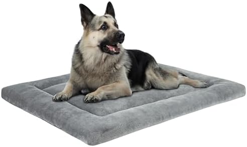 KHONSU PET Dog Bed Mat Crate Pad for Up to 130 lbs Dogs with Reversible Sides for Cold and Hot Seasons, Completely Washable Cushioned Pad 1.1inch Thin Dog Bed