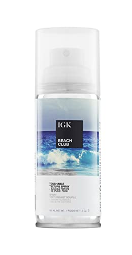 IGK BEACH CLUB Touchable Texture Spray Travel | Hold + Volume + Lightweight | Vegan + Cruelty Free | 1.7 Oz
