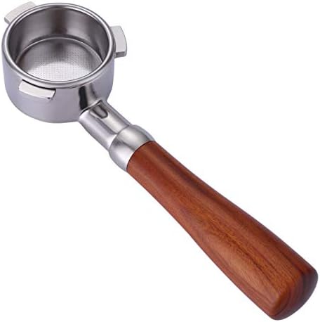 54mm Bottomless Portafilter Fits Breville Barista Espresso Machine Stainless Steel Naked Portafilter Along with Double Shot Filter Basket Coffee Bottomless Handle-Wooden