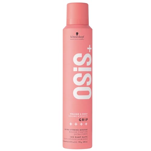 OSiS+ Grip Extreme Hold Mousse – Extra Strong Control and Volume with Lasting Definition and Natural Shine – Volumizing Formula Protects Against Blow Dry Damage, 7 oz