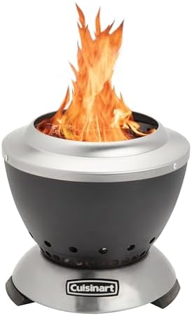 Cuisinart Cleanburn Smokeless Tabletop Fire Pit, 7.5” Lightweight Portable Smokeless Fire Pit with Removable Base for Ash & Carry Bag, Small Outdoor Heater for Patio, Camping & RV, Portable Heater