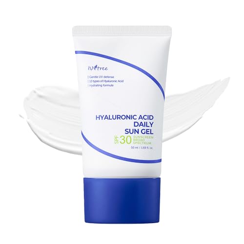 ISNTREE Hyaluronic Acid Daily Sun Gel 50ml, 1.69 fl oz | SPF 30 | Moisturizing Sunscreen | No White Cast | Lightweight | Mild Formula | Korean Skincare