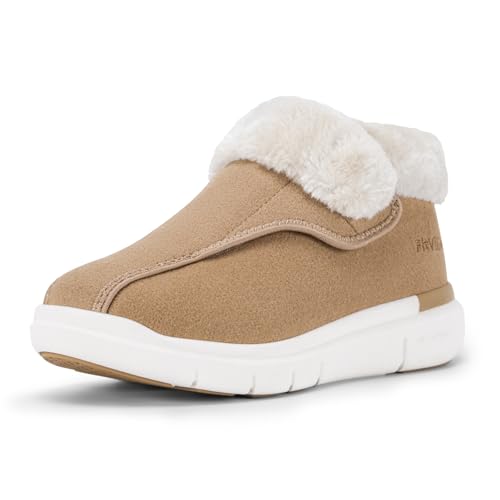 FitVille Diabetic Shoes for Women, Warm Adjustable Winter Slippers Boots Swollen Feet Shoes Snow Boots for Elderly Foot Pain Relief Plantar Fasciitis