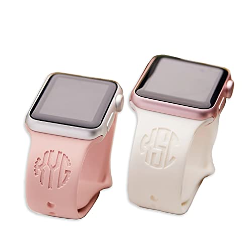 Personalized Laser Engraved Name Watch Band iWatch Strap 38mm - 44mm Monogram Compatible Apple Watch Band Custom Watch Band Engraved Gifts Soft Silicone Sport Band/Strap iWatch Series