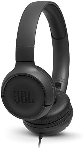 JBL Tune 500 - Wired on-ear headphones, JBL Pure Bass Sound, 1-button remote/mic, Tangle-free flat cable, Lightweight and foldable design, Ask Siri or Google Now (Black)