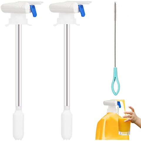 2Pack Automatic Drink Dispenser,Hands-Free Beverage Dispenser for Fridge,Easy Electric Milk Jug Dispenser,Perfect for Milk Juice Water,Ideal for Parties Home Kitchen (Includes Cleaning Brush)