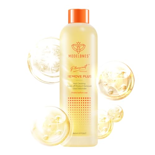 Modelones Nail Polish Remover PleaSCENT Ultra-Powerful Acetone Gel Nail Polish Remover Enriched with Jojoba Oil Nails Removes for Nail Glue Acrylic Dip Powder Nails Remover for Home Salon(8 FL.Oz.)