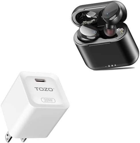 TOZO T6 Bluetooth Wireless Earbuds Black +C1 USB C 20W PD Power Adapter Fast Wall Charger Type C White