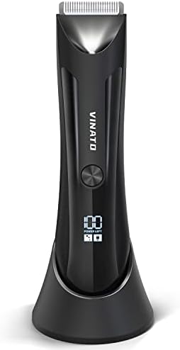 VINATO Electric Body Hair Trimmer - Manscape Ball Trimmer, Groin Hair Trimmer for Men, Waterproof Ball Shaver, USB Recharge Dock Replaceable Ceramic Blade, Male Hygiene Razor, 90 Mins Battery Life