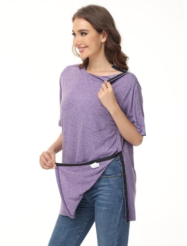 HIBOCT Post Shoulder Surgery Shirts for Women After Rotator Cuff Clothes Post op Mastectomy Surgery Shirt for Elderly Gifts Violet