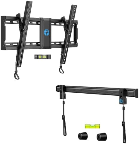 Pipishell Tilting TV Wall Mount for Most 37–82 inch TVs up to 132 lbs and Studless Wall Mount TV Bracket for 37-75 inch TVs, Holds up to 100 lbs, No Stud or Drilling Required