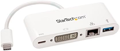 StarTech.com USB C Multiport Adapter - USB-C to DVI-D (Digital) Video Adapter with 60W Power Delivery Passthrough Charging, GbE, USB-A - Portable USB Type-C/Thunderbolt 3 Mini Laptop Dock (DKT30CDVPD)