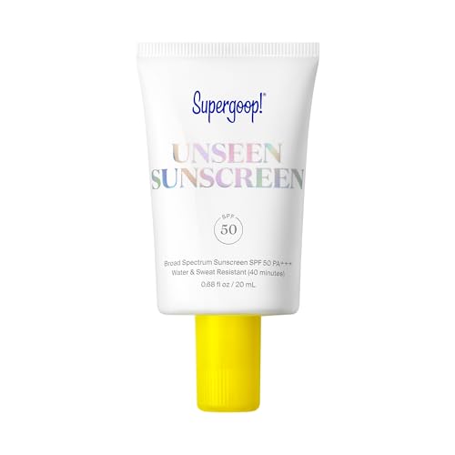 Supergoop! Unseen Sunscreen SPF 50 Invisible Sun Protection for Face - Broad Spectrum Face Sunscreen + Makeup-Gripping Primer - Weightless, Scentless, Oil Free - For All Skin Types - 0.68 fl oz