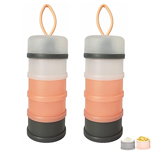 Baby Milk Powder Formula Dispenser, Non-Spill Portable and Stackable Formula Travel Container, 4 Layers Twist Lock Snack Storage Container for Protein Powder, Nuts, Small Fruit, BPA Free