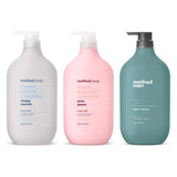 Method Body Wash 3 Scent Variety Pack, 1 Simply Nourish, 1 Pure Peace, 1 Sea + Surf, 28 oz each