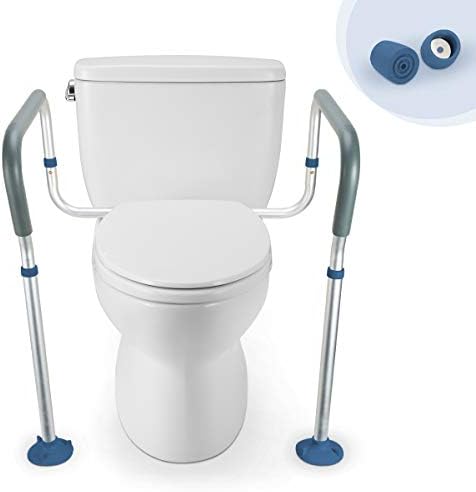 GreenChief Toilet Safety Rail, Medical Bathroom Safety Frame for Elderly, Handicap and Disabled - Adjustable Handrails for Toilet Seat Toilet Handrails Helper, 2 Additional Rubber Tips