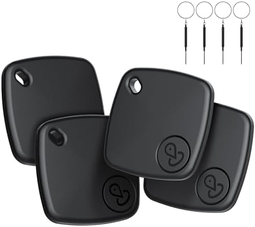 Air Tag-4 Pack, Bluetooth Tracker Item Finder Works with Apple Find My APP (iOS Only), Air Tags with Lanyard/Key Ring, Key Finder for Bags, Luggage, Wallets, Backpack, Suitcases, Replaceable Battery