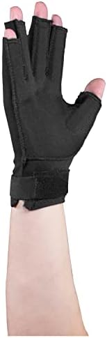 OTC Resting Splint Glove, 5 Finger Semi-Rigid Splints, Open Tips, Black, Right Hand, Large