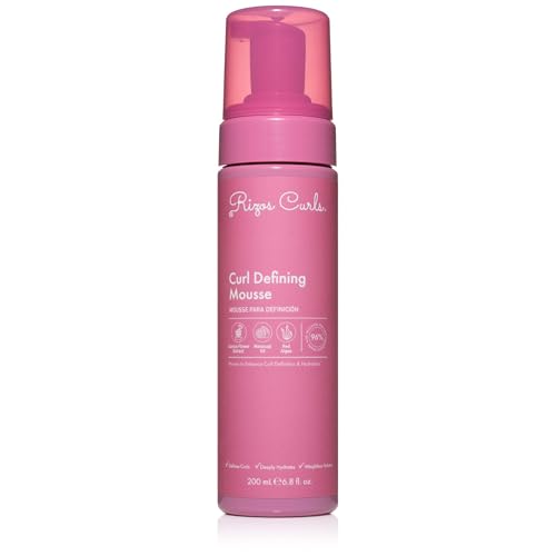 Rizos Curls Curl Defining Mousse, Hydrate & Define, Soft Hold for Volume & Definition, Frizz Free Shine with Coconut Water, Cactus Flower Extract & Maracuja Seed Oil, All Curl Patterns 2a - 4c, 6.8 oz