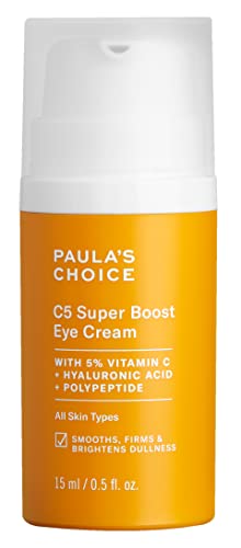 Paula's Choice C5 Super Boost Eye Cream with 5% Vitamin C, Hyaluronic Acid & Peptides, for Puffy Eyes, Dark Circles, Fine Lines & Crow’s Feet, 0.5 Fl Oz