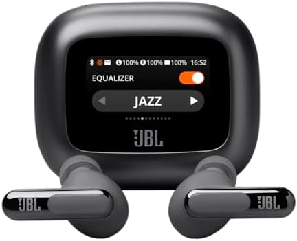 JBL Live Beam 3 - True Wireless Noise-Cancelling Closed-Stick Earbuds, 48Hrs Total Playback, Wireless Charging, 6 Mics for Perfect Calls, Multi-Point Connection, IP55 Waterproof and dustproof (Black)