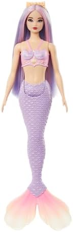 Barbie Mermaid Doll with Pink & Lilac Fantasy Hair & Headband Accessory, Toy with Shell-Inspired Bodice & Lavender Tail
