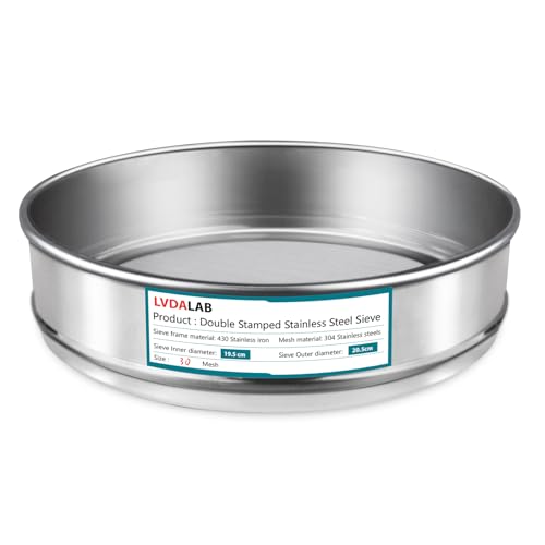 304 Stainless Steel Mesh Lab Sieve, 30 Mesh (0.6mm) Aperture Test Sieve, 7.9Inch(20cm) Diameter Economy Standard Analysis Sample Test Sieves for Industrial Laboratory Homes