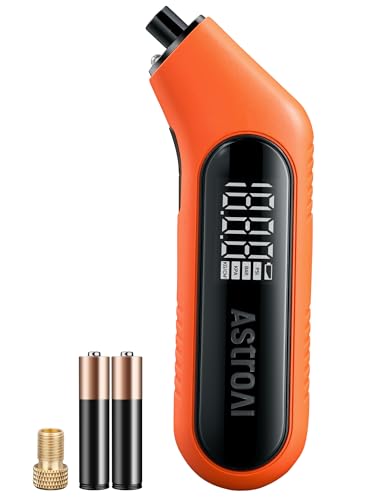 AstroAI Tire Pressure Gauge Digital 3-300PSI Large Screen with Backlight and Flashlight, ANSI 2A High Accuracy, Compatible with Schrader Valves, 4 Units, Presta Valve Adapter Included, AAA Batteries