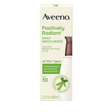 Aveeno Positively Radiant Daily Facial Moisturizer with Broad Spectrum SPF 30 Sunscreen & Soy, Helps Improves Skin Tone & Texture, Hypoallergenic, Oil-Free & Non-Comedogenic, 2.3 fl. oz