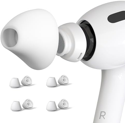 4 Pairs Ear Tips for AirPods Pro 1 & 2 [Relief Pain] [Fit in Case] Noise Cancellation Add Grip Sport Earbuds [US Patent Registered] (Large)