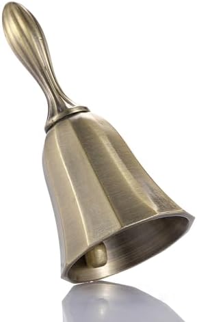 Super Loud Solid Brass Hand Call Bell for Ringing at Wedding, Hand Bells for Seniors Bedside, Teacher Classroom Bell, Dinner Bell, Tibetan Bells, Meditation Bell, Gift for Bedridden Kids Mom