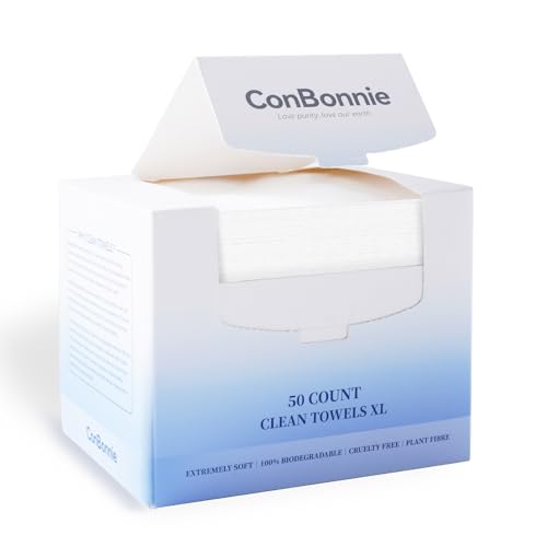 Face Towels, Disposable Face Towel XL, 10"×12" Biodegradable Facial Towels, Extra Thick Soft Large Face Towelettes, Makeup Remover Dry Wipes for All Skin Types, Facial Tissue, 50 Count (1 Pack)