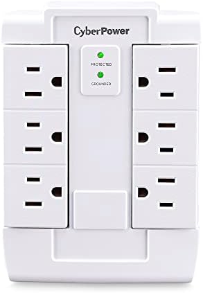 CyberPower CSB600WS Surge Protector, 900J/125V, 6 Swivel Outlets, Wall Tap, White, UL Listed