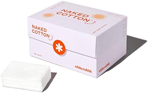 White Rabbit - NAKED COTTON Textured - Perforated Facial Cotton Pads - For Makeup Remover, Toner, Mask - 100% Cotton, Unbleached, Lint-Free - Exfoliating & Durable - Natural & Cruelty-Free - 200 Count
