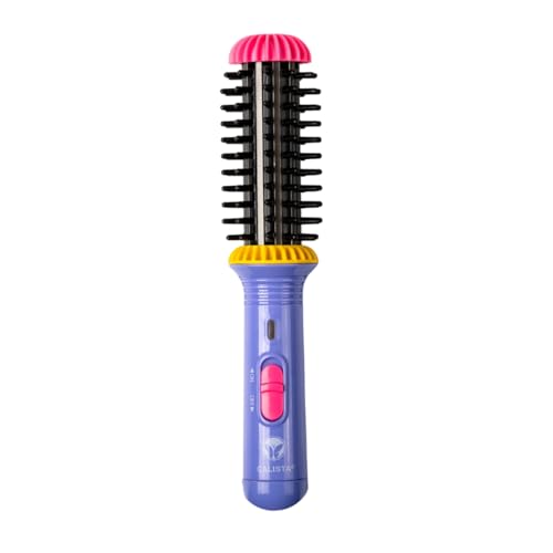 CALISTA GoGo Mini Heated Round Brush | Curl, Touch-Up, De-Frizz, Smooth, and Style Hair with Mini 7” Styling Tool | Heats to 365°F | Perfect Travel Tool | Dual Voltage (Periwinkle)