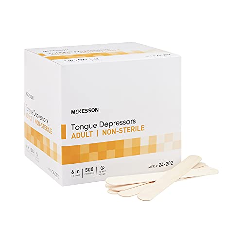 McKesson Tongue Depressors [5000 Count] Adult Size, Non-Sterile, Wood, Unflavored, Splinter-Free, 6 in - Use for Medical, Arts, Crafts, Spa - 500 Count, Pack of 10