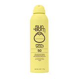 Sun Bum Kids SPF 50 Clear Sunscreen Spray | Wet or Dry Application | Hawaii 104 Reef Act Compliant (Octinoxate & Oxybenzone Free) Broad Spectrum UVA/UVB Sunscreen | 6 oz, banana/ bubble gum