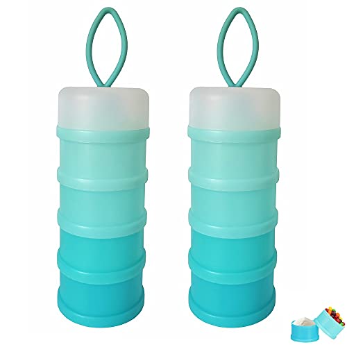 Baby Milk Powder Formula Dispenser, Non-Spill Portable and Stackable Formula Travel Container, 4 Layers Twist Lock Snack Storage Container for Protein Powder, Nuts, Small Fruit, BPA Free