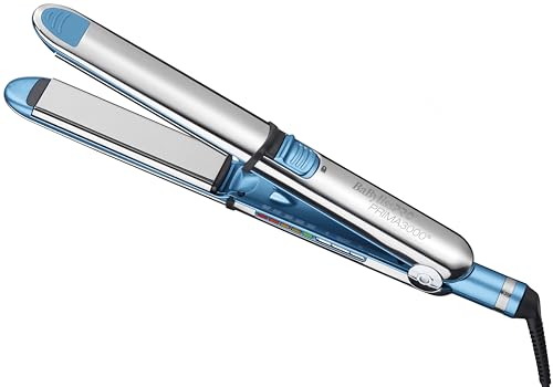 BabylissPRO Nano Titanium Prima Ionic Hair Straightener, Curl and Straighten Hair With One Professional Tool, Blue