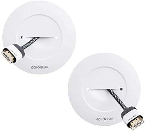 ECHOGEAR TV Cord Hider for Wall Mounted TV - Cable Management Kit Hides TV Wires - Includes 2 Pass Throughs, Locking Brackets, and Hole Saw Drill Attachment (White)