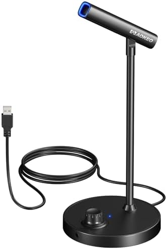 Aokeo USB Microphone, Gaming Microphone for PC with Volume Control Buttons for Recording,Podcasting,Streaming,YouTube,PS5 PS4 Mac Laptop