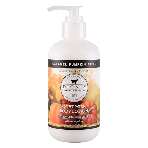 Dionis Goat Milk Hydrating Skincare Scented Cream, Rich & Creamy Daily Moisturizing Caramel Pumpkin Spice Body Lotion For Dry Skin, Made in the USA, Cruelty-Free & Paraben-Free, 8.5 oz Bottle