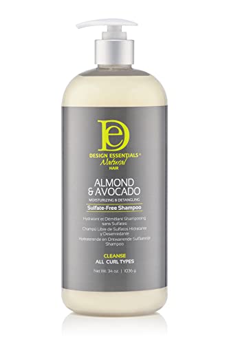 Design Essentials Moisturizing and Detangling Sulfate Free Shampoo, Almond and Avocado Collection, 32 Ounces