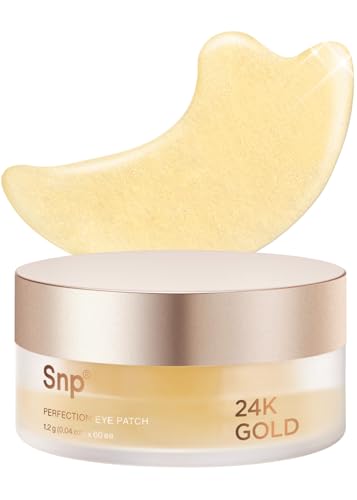 [K Beauty Snp] 24K Gold Perfection Eye Patch | Nourishing Under Eye Patches for Wrinkles and Dark Spots | Under Masks for Puffy Eyes and Dark Circles | Korean Collagen Skincare | 60 Patches