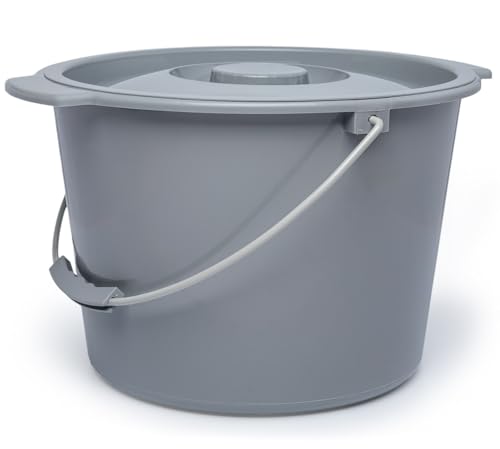 Commode Bucket with Lid and Handle - Replacement Pail and Cover for Most Standard and Bariatric Commodes and Bedside Toilets - 8 quart / 2 Gallon Capacity