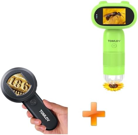 TOMLOV P30 Microscope for Kids, Portable 1000X Slides Digital Microscope with 2" Screen, HD 16MP Camera & 1080P Video+BP10